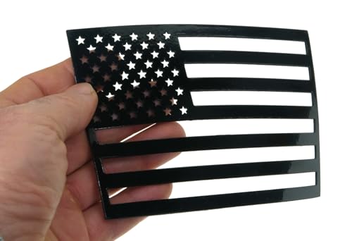 Image of USA American Flag Cut Super Magnet for Trucks, Cars, and Automotive with 50-Star 2pcs Forward and 1pcs Reverse Set (Black, 6 inchx3.75 inch)