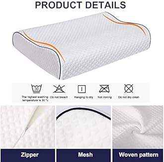 Fityou Memory Foam Pillow,Ergonomic Neck Support Pillow,Orthopaedic Cervical Pillow,Sleeping Pillow with Zip for Side Sleepers,Back Sleepers,Washable Pillow Case,60 x 35 cm