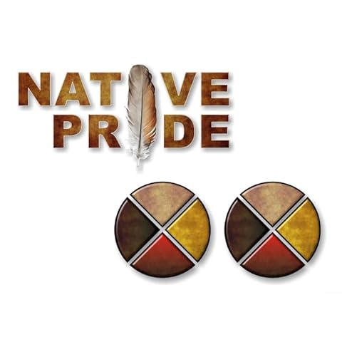 3 Piece Native Pride with Feather (Natural Trim) 9" Vinyl Decal and 2 Vintage Medicine Wheel 4" Decals Native American Indigenous First Nations Tribal Vinyl Stickers (Natural 3 Decal Set) Cover