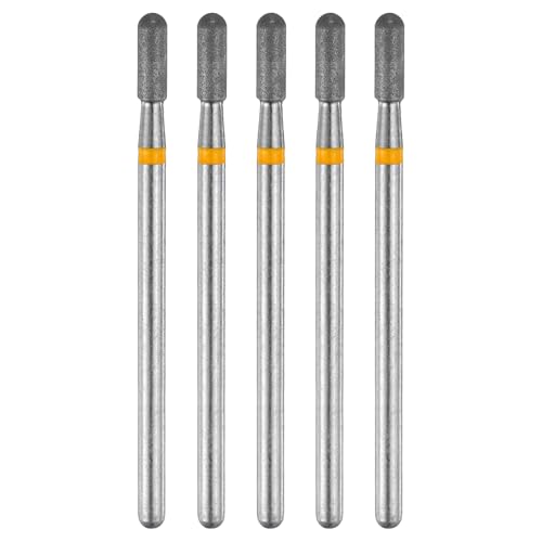 HARFINGTON 5pcs 325-400 Grits Diamond Grinding Bit 2.5mm Cylindrical Ball Head 2.35mm Shank 7.3mm Length Stone Sanding Drill Bits Rotary Tool for Ceramic Glass Nails Grinding Polishing