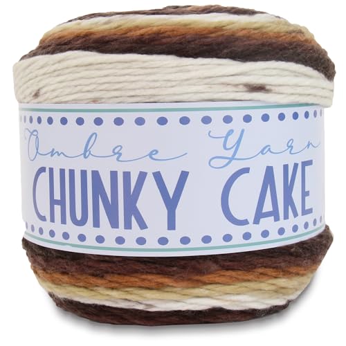Image of ThreadArt Ombre Yarn - Big Chunky Yarn Cake, 300g - Desert Sands 03 | Thick Super Bulky #6 for Knitting & Crochet - Variegated 100% Soft Acrylic Fiber - 336 Yards