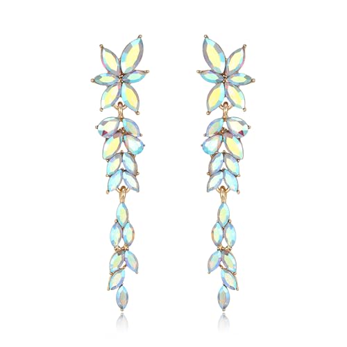 EVER FAITH Marquise Crystal Flower Bridal Prom Dangle Earrings Iridescent by EVER FAITH - Used condition - US$11.51