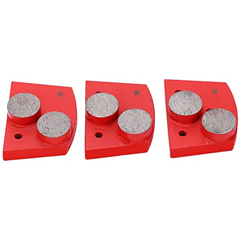 ALQSIM Lot de 3 tampons de ponçage diamantés trapézoïdaux, Grain 30#, 2 Dents cylindriques, Type de tampons de ponçage diamantés, Outils matériels for meuleuse de Sol, Polissage du béton, Rouge
