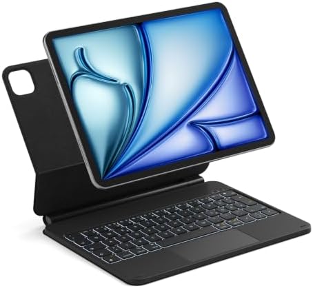 Inateck Tastatur Hülle für iPad Air 11 M4 /M3/M2, Freitragender Ständer | Kompatibel mit iPad Air 11" M4/M3/M2, Air 5/4, Pro 11", 7 FarbigerBeleuchtung, Touchpad, NeoMagic SE, Schw