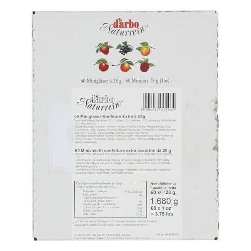 Darbo Konfitüren, Marmeladen, sortiert 4 Früchte, 60 Gläser x 28 gramm