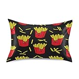 Dalzium Satin Pillowcase for Hair and Skin, Colorful French Fries Silk Pillowcase Soft and Cozy Body Pillow Covers, King Size Satin Pillow Cases with Envelope Closure(20x40 Inch), 1PC