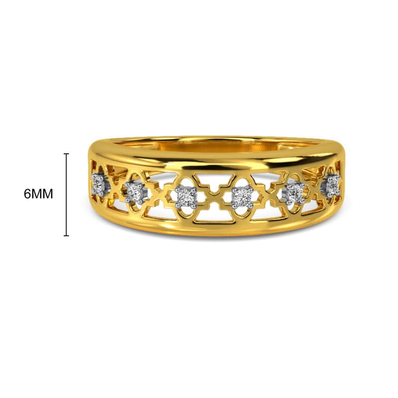 Image of KISNA 14k / 18k Real Gold & Diamond Ring | Diwali, Rakhi Rakshabandhan Gift for Sister /Bhabhi /Women | With Certificate of Authenticity & BIS-Hallmarked Gold Jewellery | Shaniya Ring