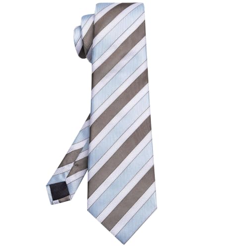 Image of Hi-Tie 63 inches Striped Paisley Extra Long Ties for Men Silk Necktie with Lapel Pin Tie Clip Big and Tall Men Formal Wedding