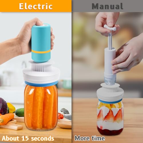 Image of Electric Mason Jar Vacuum Sealer Kit Fits Wide & Regular Mouth Canning Sealer Set Compatible with All FoodSaver Models, Vacuum Seal Containers Vacuum Zipper Bags