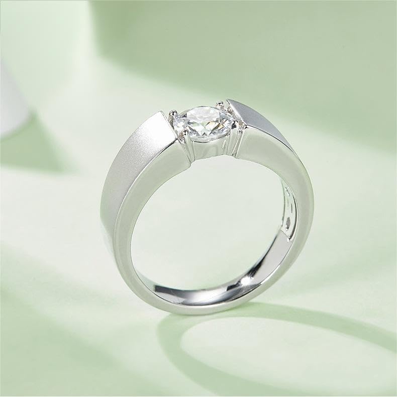 Men's 14K Gold 1 Carat Diamond Ring, Dazzling Diamond Engagement & Wedding Bands D-color VVS2,Fathers Day for Dad4