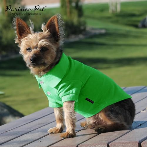 Parisian Pet Dog Polo Shirt – Classic Green Cotton Pet Apparel with Collar & Buttons - Soft Breathable Puppy T-Shirt - Cute Dog Clothes - Ideal Summer Clothes for Large Dogs - Shirts for Dogs Girl Boy by Parisian Pet - Image 4