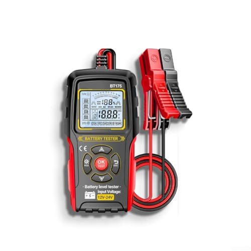 MeevrgR Tester per batterie al piombo-acido, 12 V/24 V, analizzatore in plastica/metallo, per auto, moto, carrelli elevatori, misura tensione, resistenza interna