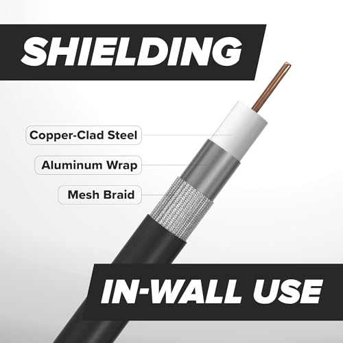 THE CIMPLE CO Coaxial Cable, 150 FT, Weatherproof Rubber Boot, Indoor/Outdoor TV Cable, High Speed Internet, Dual Shield, Satellite, Antenna, CATV, RG6, 45 Meters, Black - Thumbnail 4