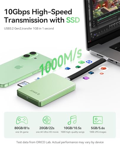 ORICO Magnetic M.2 NVMe SSD Enclosure USB3.2 Gen2 10Gbps PD 100W TF/SD Card Reader MagSafe Dock for iPhone 17/16/15 Pro Max Plus 2230/2242/2260/2280 B+M Key AP80F Black - image 3