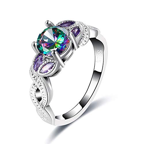 Jewelryamintra Special Design Woman Wedding Gift Purple Amethyst Mystic Topaz Gems Silver Rings (8)