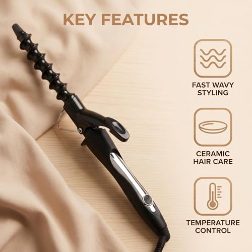 Image of 25mm Curling Iron Spiral Curling Wand for Long Hair Ceramic Beach Wave Curler Iron Waving Curler 1 inch Hair Crimper Tool for Women