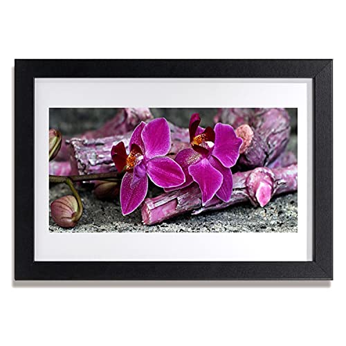 Affiche encadrée 30x20 cm fleurs de bois Tulup pour salon