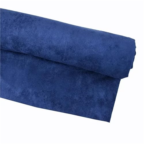 Tejido de imitación de cuero premium y gamuza sintética elástica azul oscuro de 45x150cm
