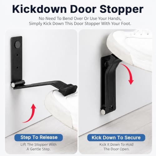 Image of HASTHIP Metal Kickdown Door Stopper for Home Heavy Flip Down Gate Stop