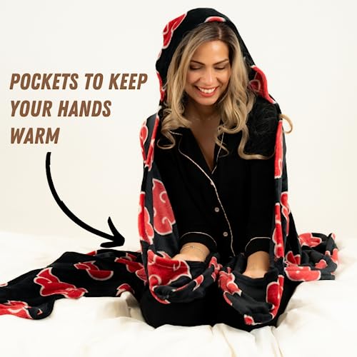 Franco Naruto Anime Akatsuki Cloud Bedding Super Soft and Cozy Wearable Hooded Throw Blanket, 70 in x 50 in (Official Licensed Product) Collectibles - Image 5