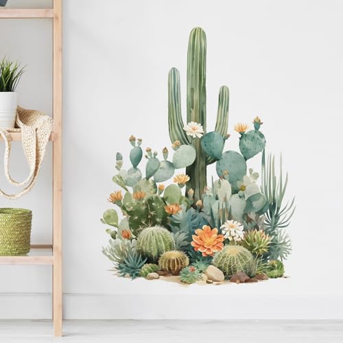RoyoLam Cactus Wall Decal Watercolor Plant Wall Sticker