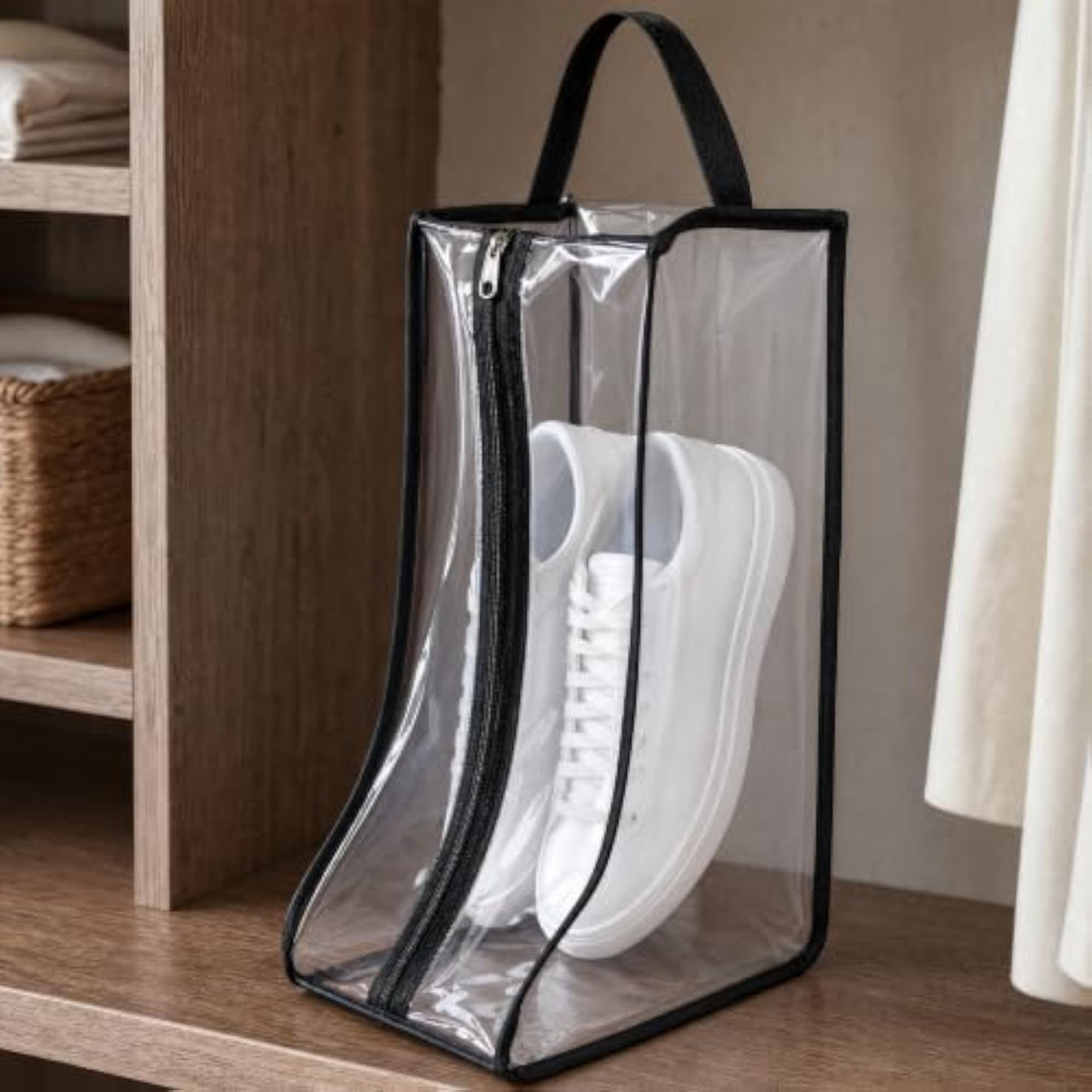 PVC Waterproof Transparent Shoe Storage Bag with Zipper, Large