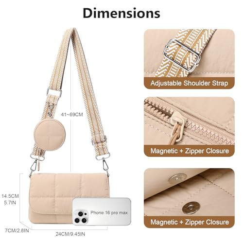 Image of JEEHAN Quilted Crossbody Bags for women Designer Shoulder Handbags Small Purse