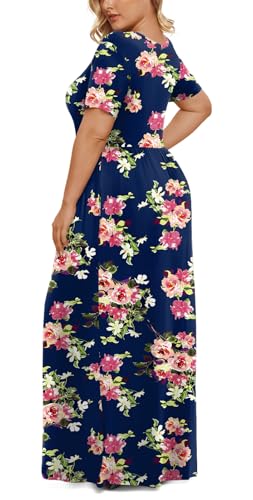 Image of LONGYUAN Women's Plus Size Maxi Dresses Summer Short Sleeve Casual Long Dress 2026 XL-6XL