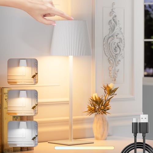 skelo Lámpara de Mesa Inalámbrica Regulable Táctil LED con Batería,4000mAh, 3 Temperaturas de...