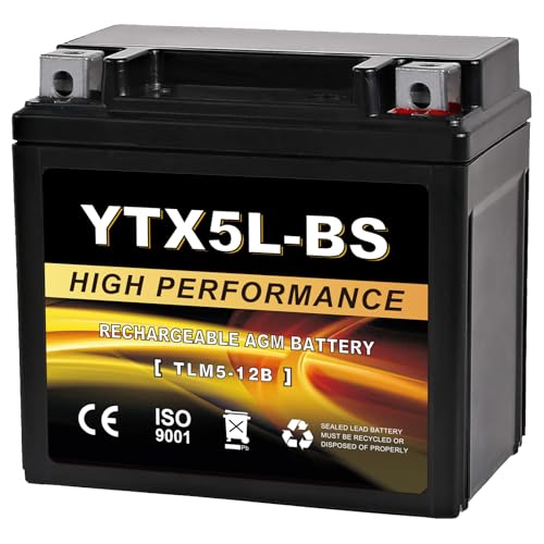 Daakmax YTX5L-BS 12V 4Ah AGM Sealed Motorcycle Battery Maintenance-Free Compatible with Honda YUASA Yamaha ETX5L-BS Batteries
