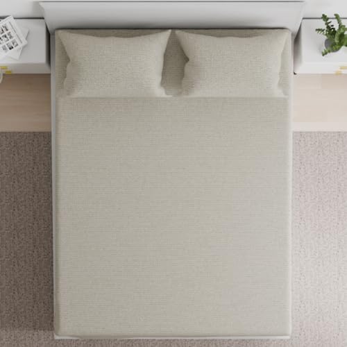 Image of Wakefit 100% Cotton 160 TC Fitted Bedsheet with 2 Pillow Covers | Dune Queen, 78 inch x 60 inch, Dune| 1.98m x 1.52m