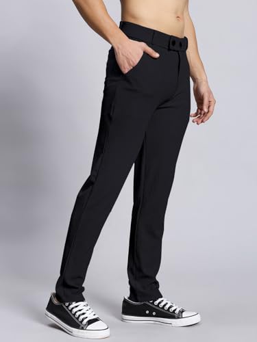 Image of VALLEY Casual Textured Slim Fit Trousers, Side Pockets