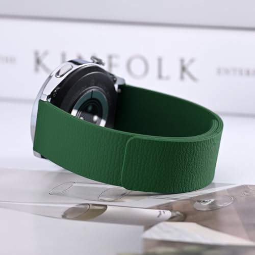 MABEKS 18mm Magnet Silicone Watch Band, Lychee Texture, Quick Release Sporty Strap (Color: Green) - 5