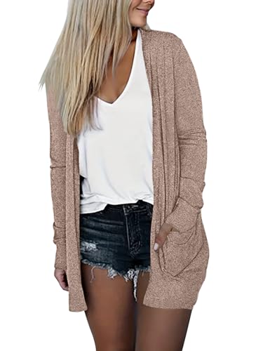 Image of DB MOON Womens Long Cardigan 2026 Fall Lightweight Long Sleeve Open Front Sweater with Pockets