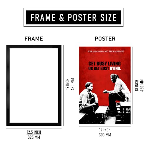 Image of Inspirational Prison Escape Premium Framed Wall Poster (12x18 Inch) | Motivational Friendship & Perseverance Wall Art | Black White & Red Vintage Decor for Man Cave, Bedroom, Office & Workspace | Ready-to-Hang Frame