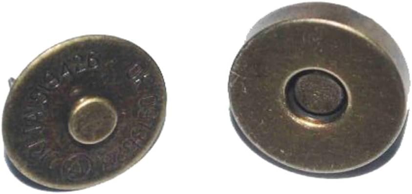 Set of 5 Magnetic Buttons, Bag Magnets – Antique Gold, 18mm
