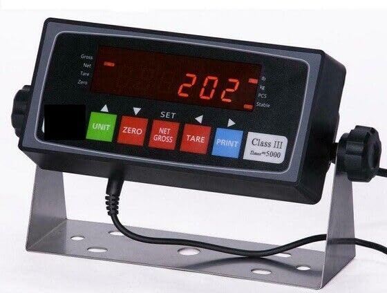 MNM Scales LED Indicator PS-IN202 LED Readout for Connecting to a Floor Scale Scale Indicator with 4+4 Stainless Steel Cable Included, Black