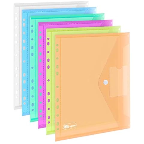 12 fundas para documentos A4 con botón de presión y bolsillo para etiqueta Cover