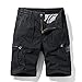 Men Shorts with Zipper Pockets Mens Stretch Shorts Classic Fit Cotton Drawstring Multi Pockets Solid Cargo Shorts Fashion Work Tooling Shorts Mens Shorts with Pockets Black XL