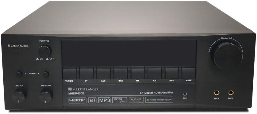HDMI (2160P/4K) ARC 5.1 Channel Receiver wireless Bluetooth 420 Watts Digital Power Amplifier with RCA, AUX, Mic w/ Echo, Remote - Subwoofer Speaker VFD Display