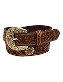 Ariat Womens A1533508 Ariat Women's Floral Tooled Sunflower Concho Belt XL Brown