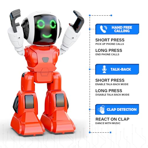 Image of Mirana Moonwalker | Smart Interactive Chat-GPT AI Robot Toy for Kids | USB Rechargeable Type-C | AR Games & in-Built Bluetooth Speaker | Remote & App Controlled | Gift for Boys & Girls 2+ Years (Red)