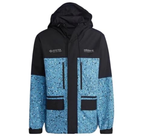 adidas Originals Men ADVENTURE WINTER ALLOVER PRINT GORE-TEX JACKET- Black/Blue- HK5019- Size Small