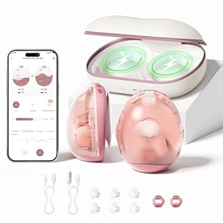 Momcozy Air 1 Tire-Lait Ultra-Fin, Tire-Lait Portable Mains Libres avec Étage de Chargement sans Fil & Contrôle par Application avec Mode Auto & Alerte de Remplissage, Dessus Transparent