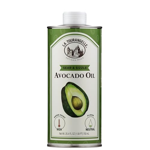 La Tourangelle, Sear & Sizzle Avocado Oil, Handcrafted from Premium Avocados, High Smoke Point Refined Oil Great for High Heat Cooking, Frying, Cast Iron Seasoning, 25.4 fl oz