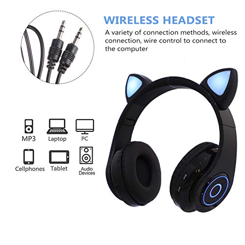 Lurrose Recarregável Fio Gaming Headset AUX IN Dobrável Sobre A Orelha Fone De Ouvido Fone de Ouvido