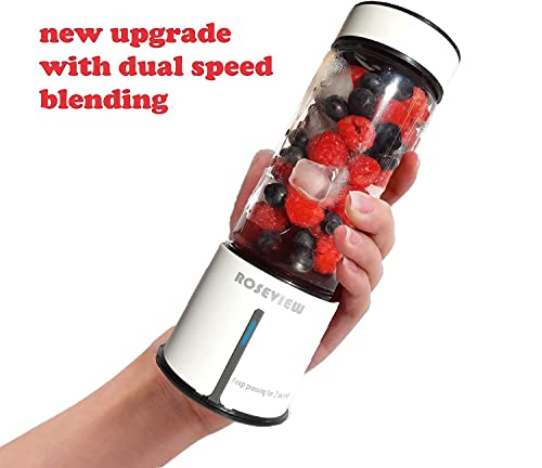 Portable Smoothie blender ROSEVIEW Glass bottle USB rechargeable mini Handheld Ice Shakes Cup 2 speed blend juicer Cordless Personal smoothies maker Fruit mixer (Egg White) by ROSEVIEW - Image 2