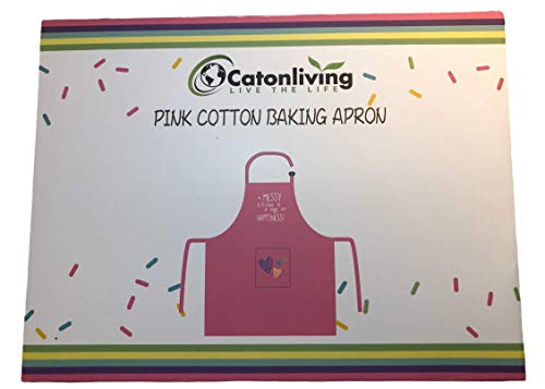 Adjustable Fun Pink 100% Cotton Kitchen Baking Cooking And Barbecuing Apron With Handy Pocket #TOP7