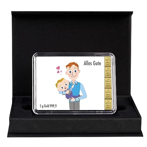 Goldstücke24 - Alles Gute zur Taufe - Goldbarren 5g in schwarzer Geschenkbox - Tolle Geschenkidee