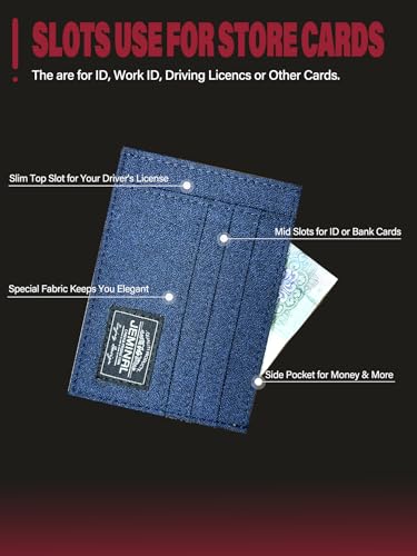 JEMINAL Slim Minimalist Front Pocket Men's Women's Canvas Wallet, Durable Nylon, 8-9 Card Positions, Cash Slot (Navy Blue)4